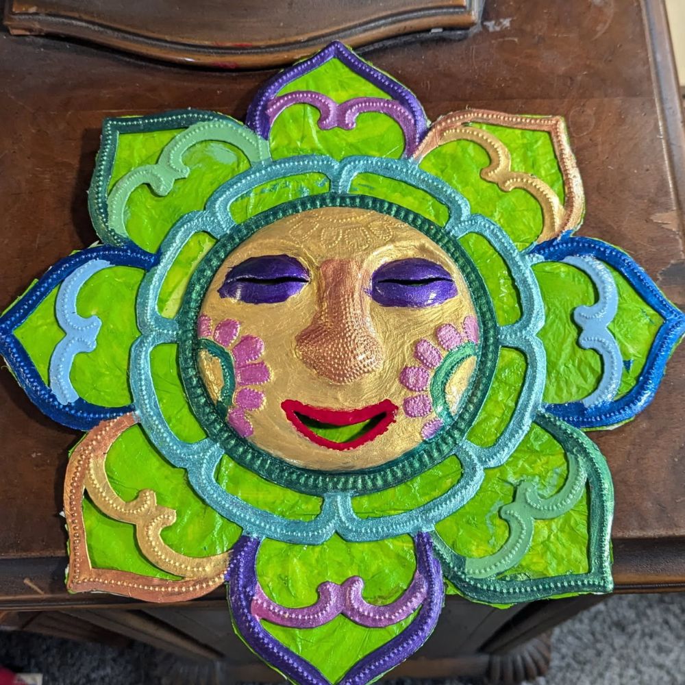 Lotus Sun Recycled Metal Wall Art 12"