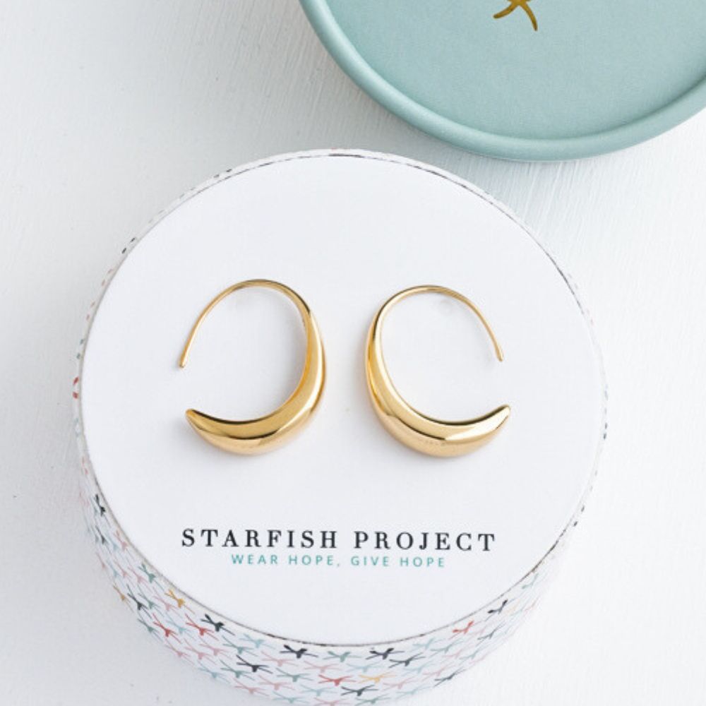 Crescent Moon Thread Drop Earrings