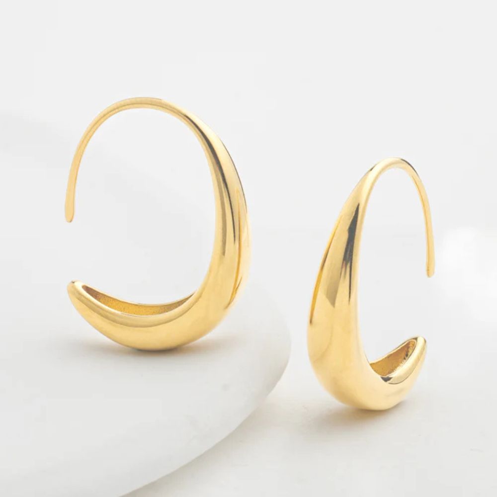 Crescent Moon Thread Drop Earrings
