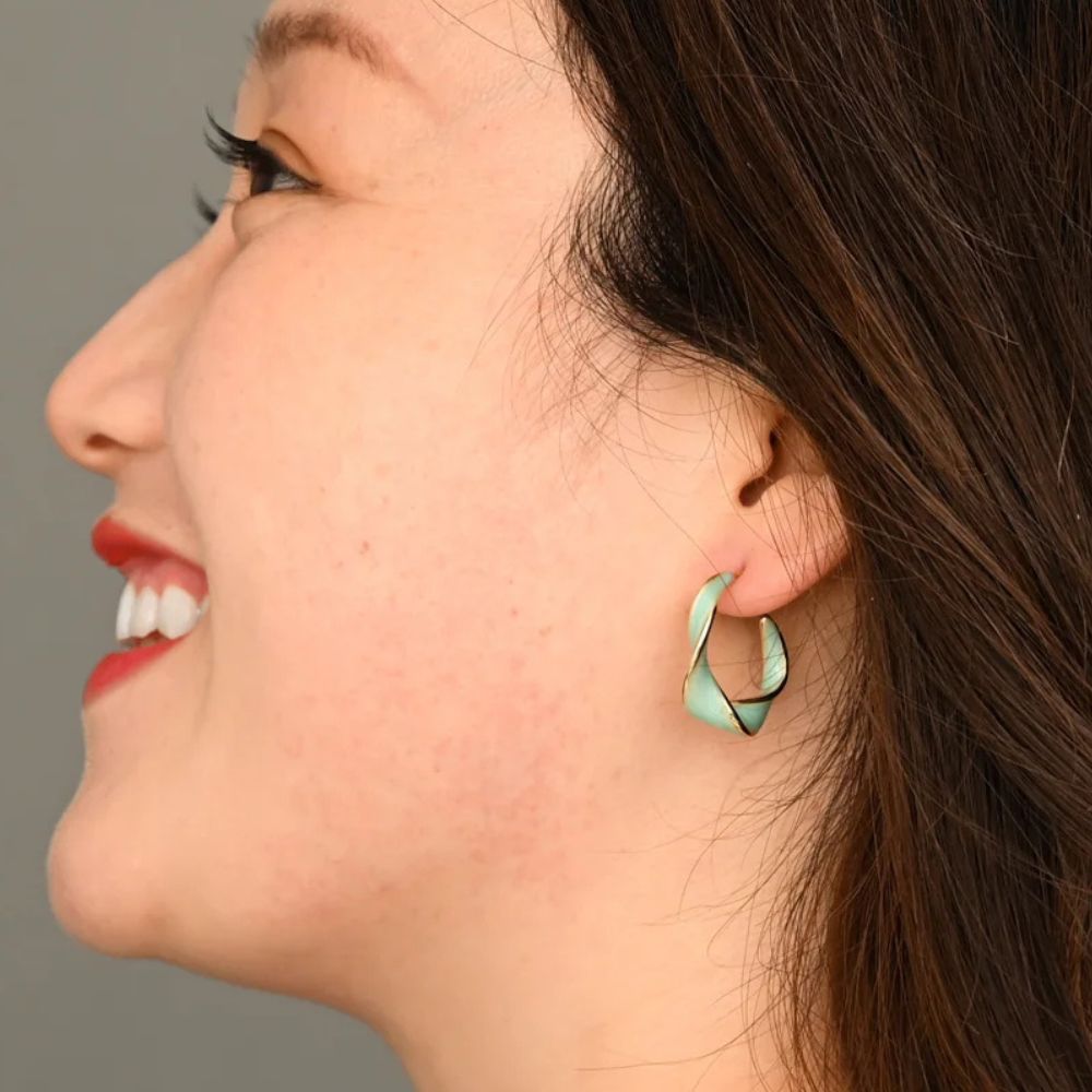 With a Twist Hoop Earrings - Mint