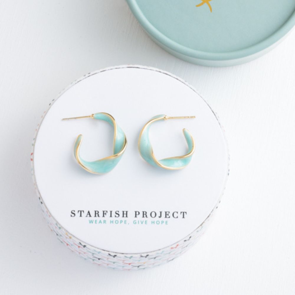 With a Twist Hoop Earrings - Mint