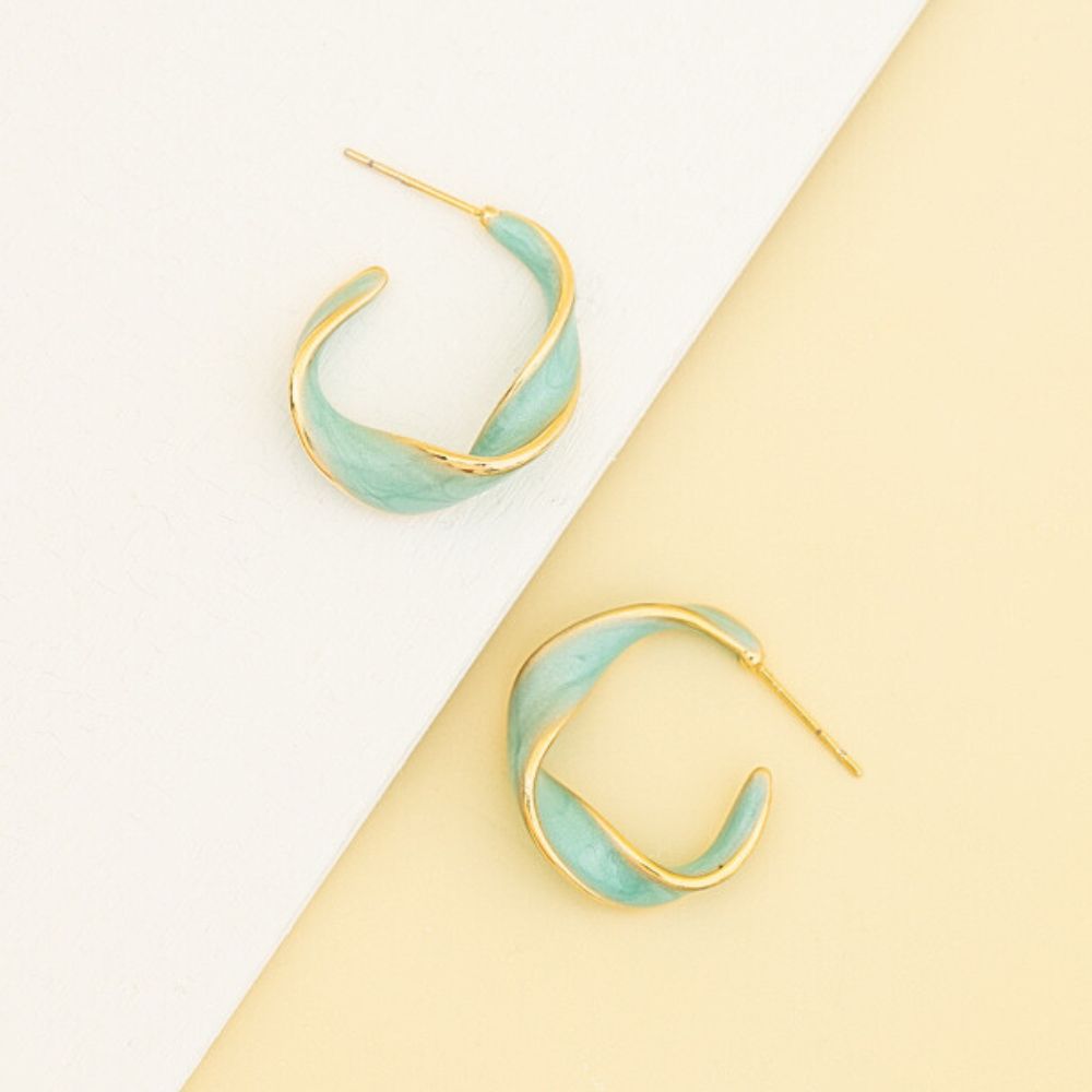 With a Twist Hoop Earrings - Mint