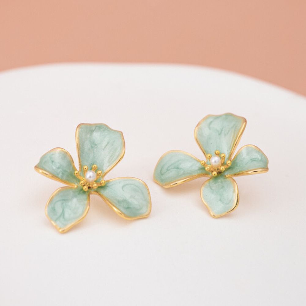 Hope in Bloom Flower Post Earrings - Mint