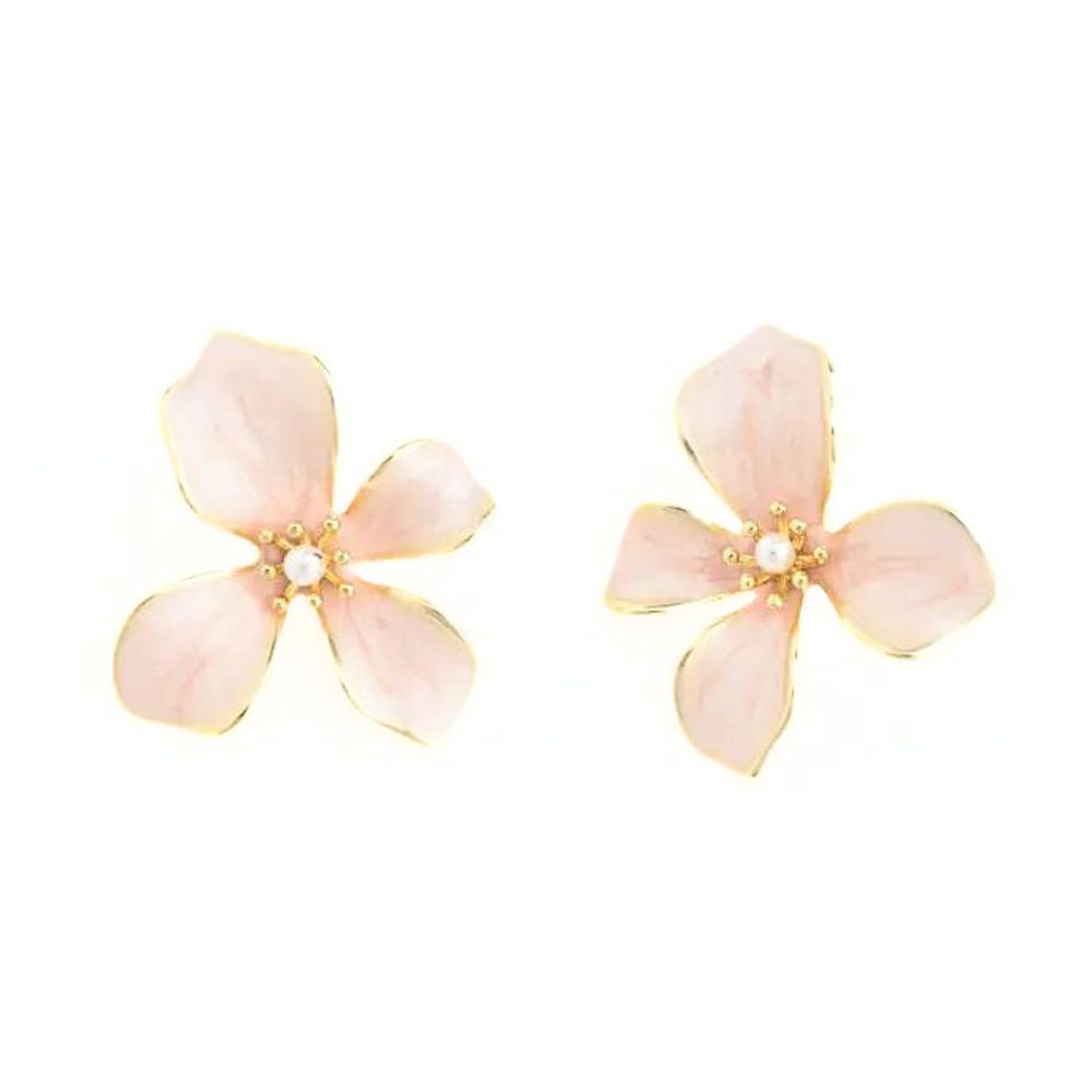 Hope in Bloom Flower Post Earrings - Misty Rose