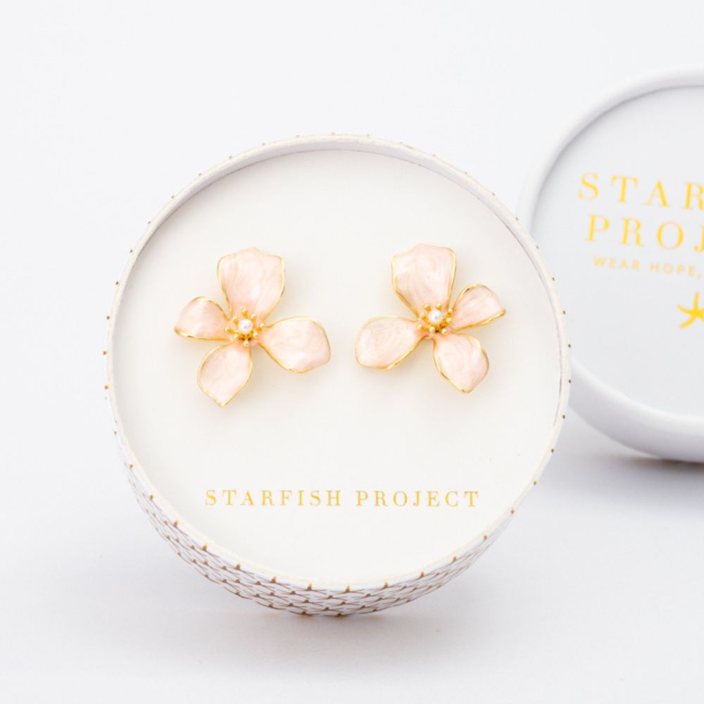 Hope in Bloom Flower Post Earrings - Misty Rose