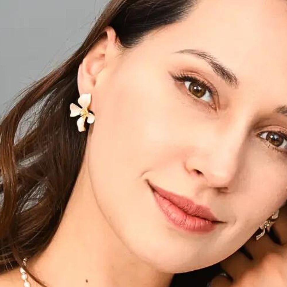 Hope in Bloom Flower Post Earrings - Misty Rose