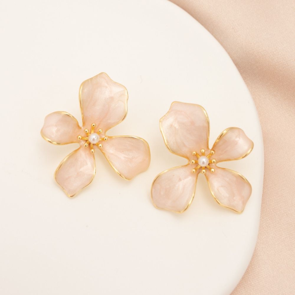 Hope in Bloom Flower Post Earrings - Misty Rose