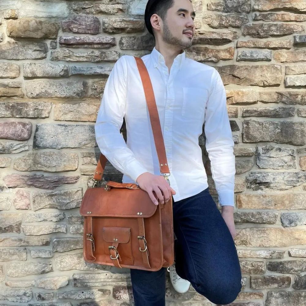 Leather Laptop Messenger Bag 15"