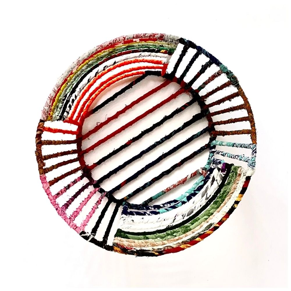 Sari Wrapped Wire Fruit or Bread Basket