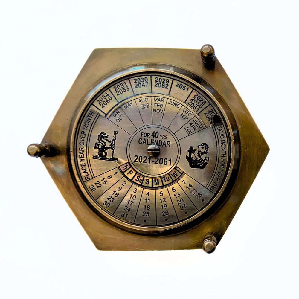 Brass Compass and Calendar Device