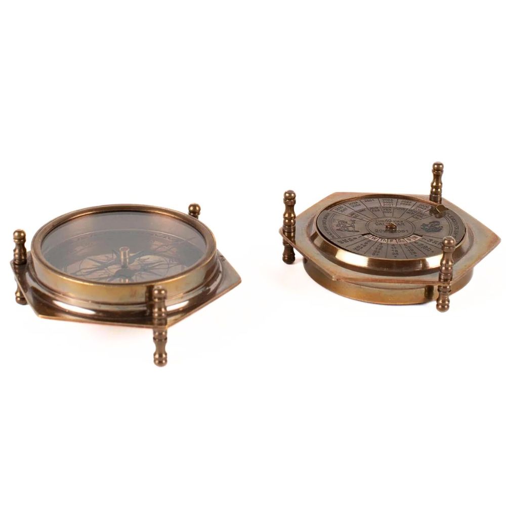 Brass Compass and Calendar Device
