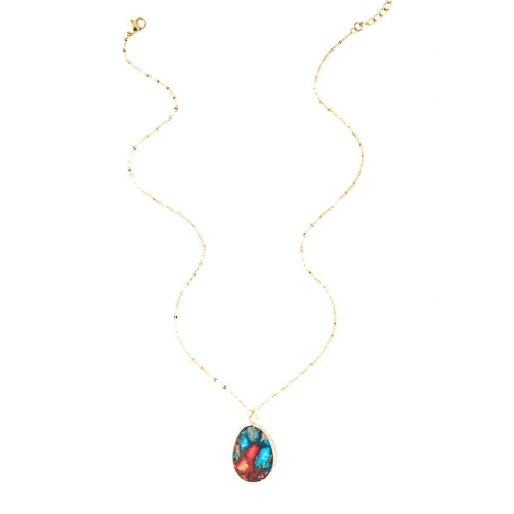 Mosaic Jasper Pendant Necklace