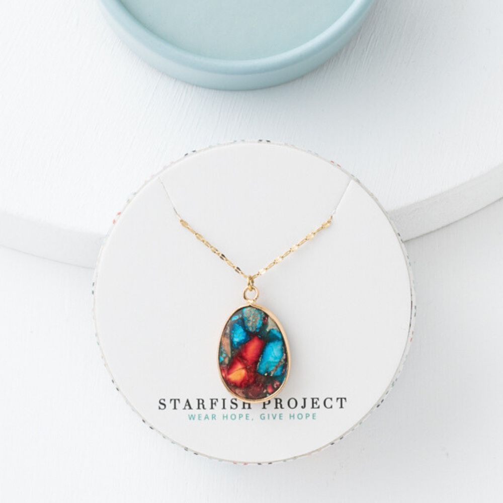 Mosaic Jasper Pendant Necklace