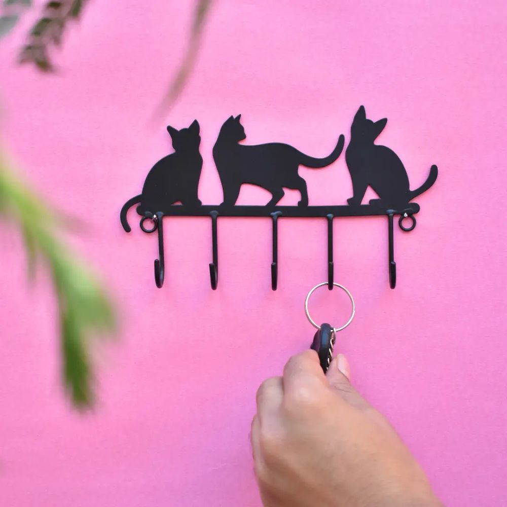 Cats Wall Key Holder 7"