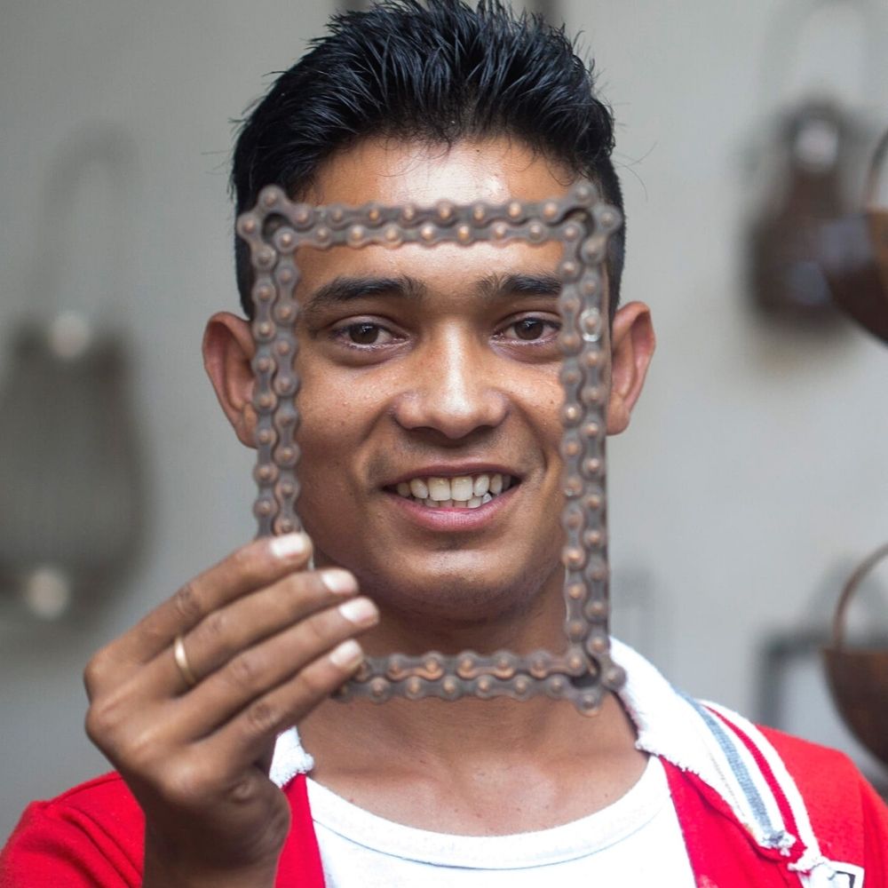 Recycled Bike Chain Rectangular Photo Frame 4" x 6"