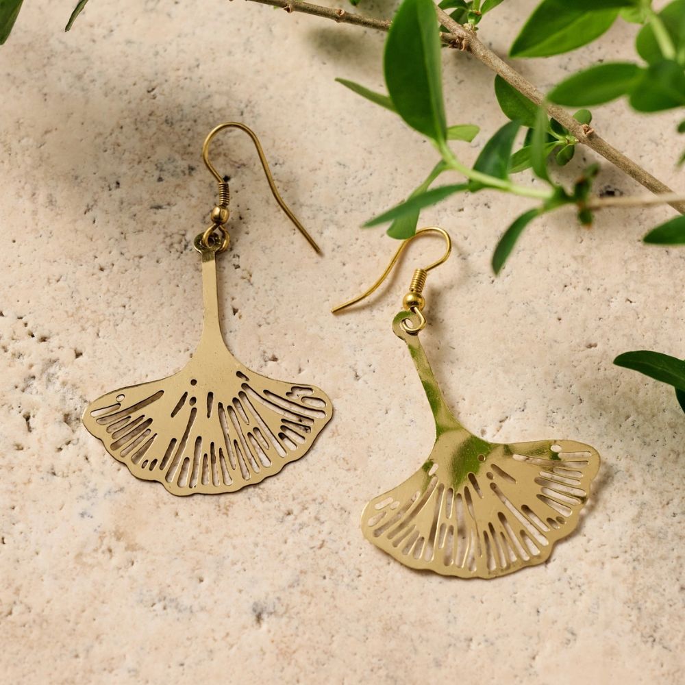 Ginkgo Leaf Dangle Earrings