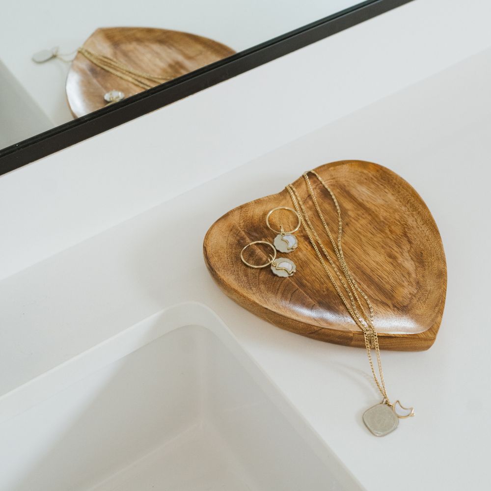 Mango Wood Heart Shaped Catch-all Tray