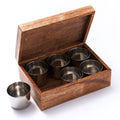 World Map Mango Wood Spice Box with 6 Steel Bowls