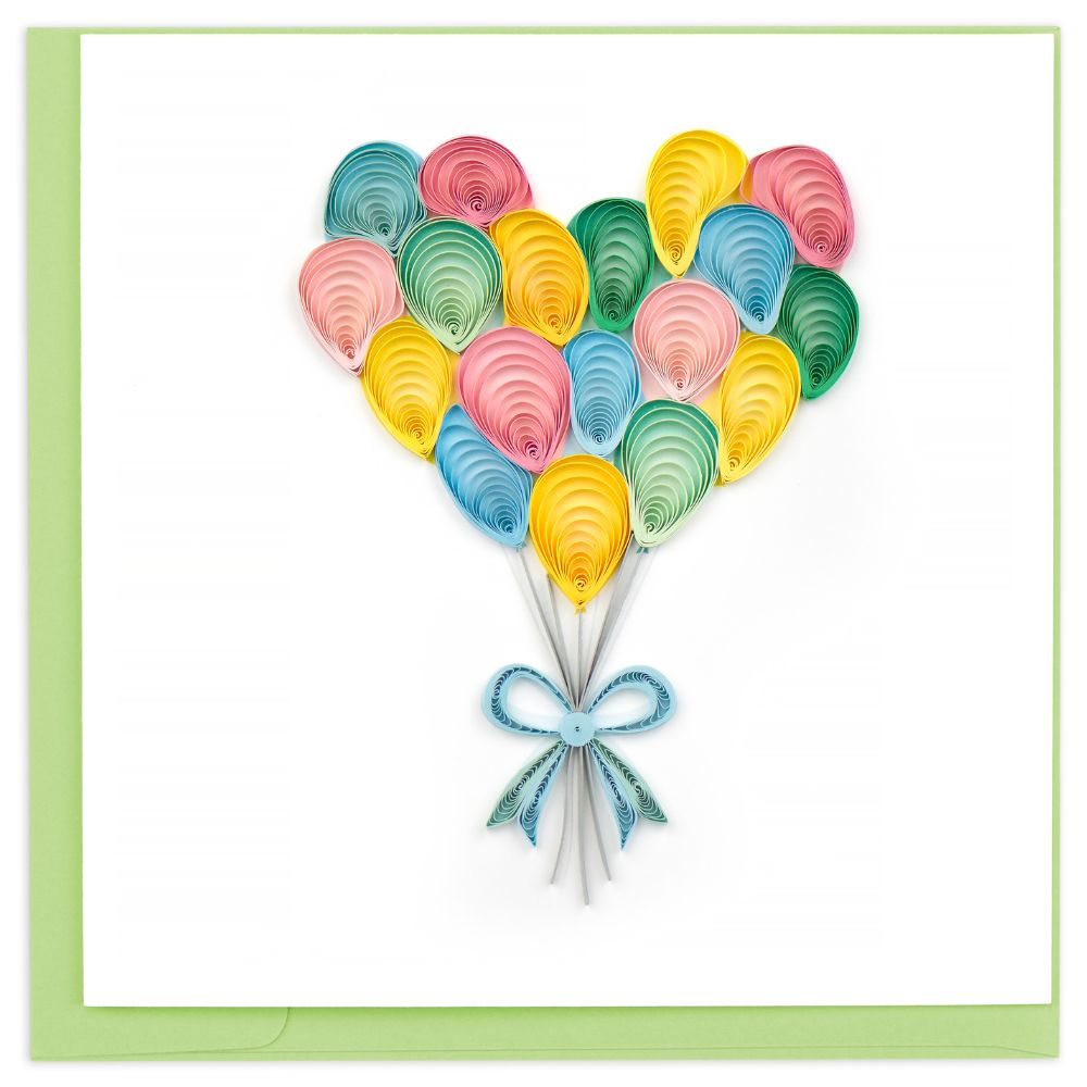 Heart Balloon Bunch Quilled Birthday Card