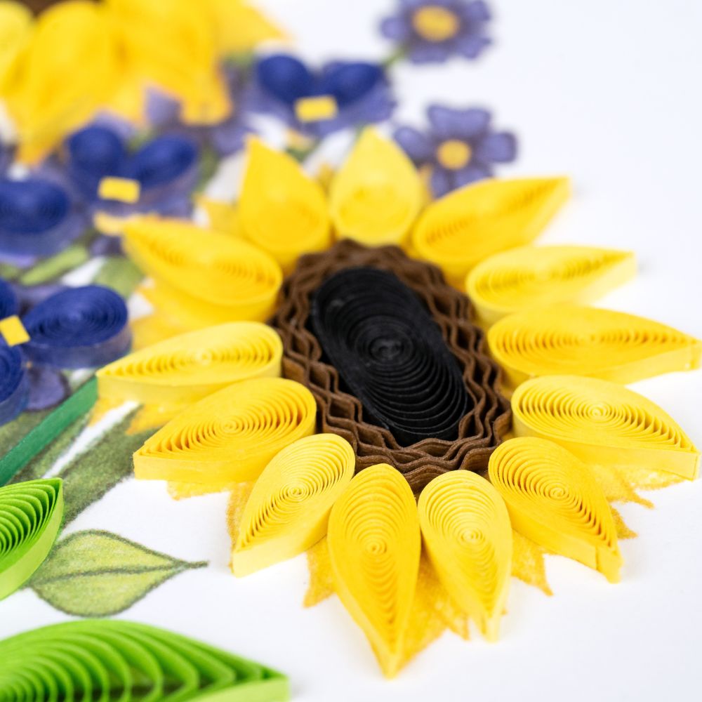 Birthday Sunflower Bouquet Quilled Greeting Card