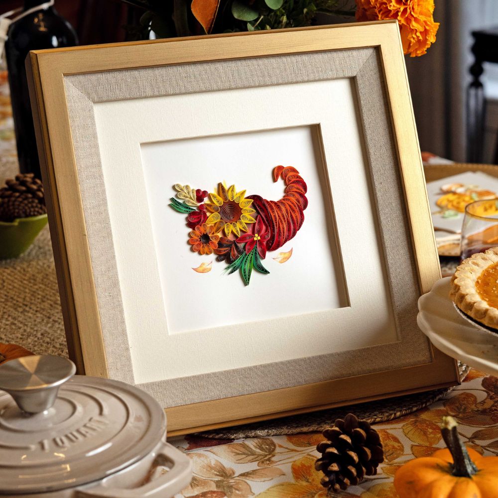 Floral Cornucopia Quilled Greeting Card
