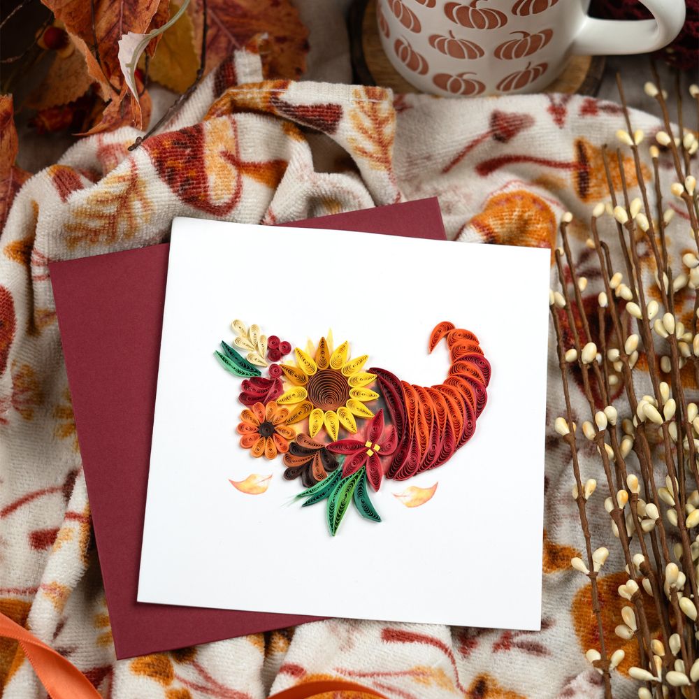 Floral Cornucopia Quilled Greeting Card