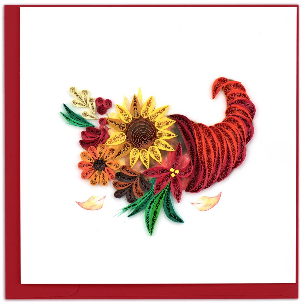 Floral Cornucopia Quilled Greeting Card