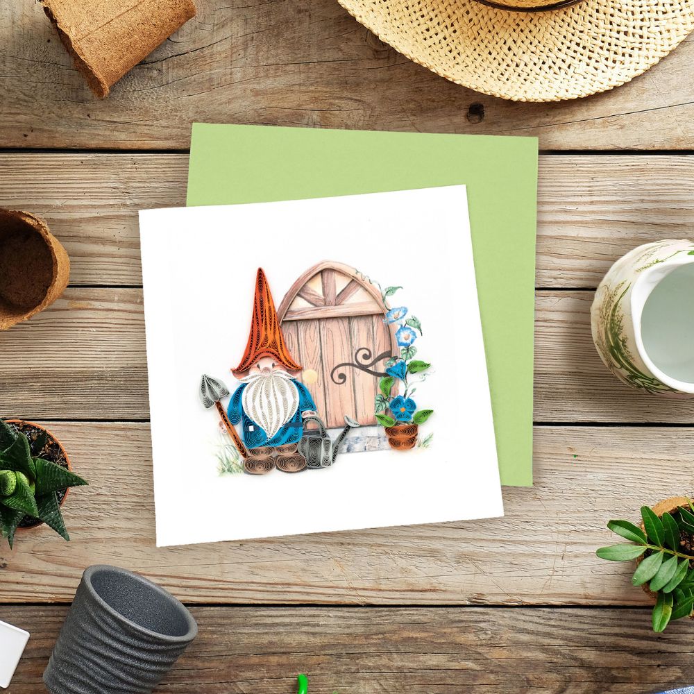 Garden Gnome Quilled Greeting Card
