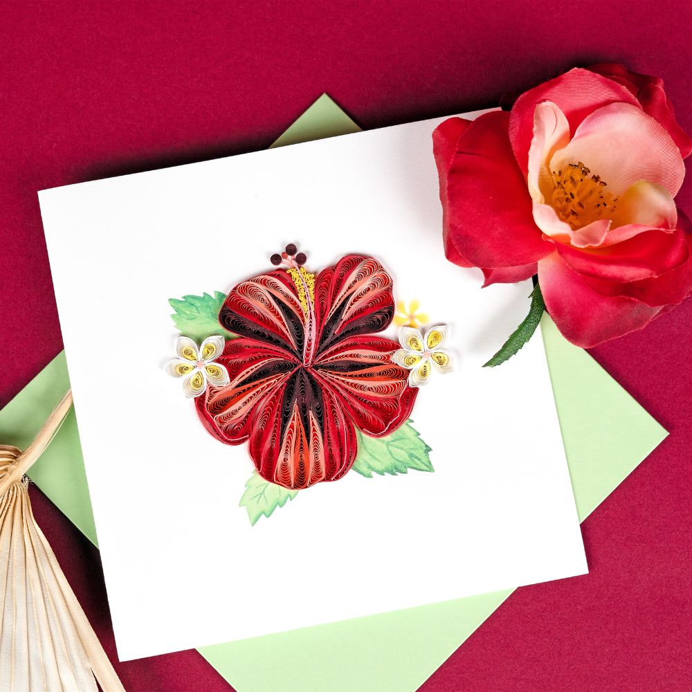 Hibiscus Flower Quilled Greeting Card