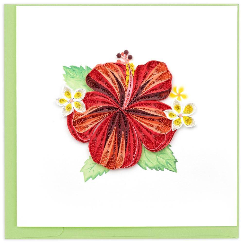 Hibiscus Flower Quilled Greeting Card