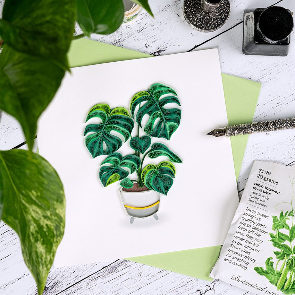 Monstera Quilled Greeting Card