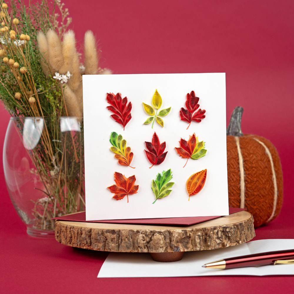 Fall Foliage Leaves Quilled Greeting Card