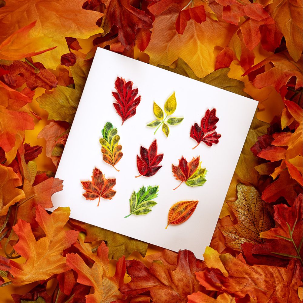 Fall Foliage Leaves Quilled Greeting Card