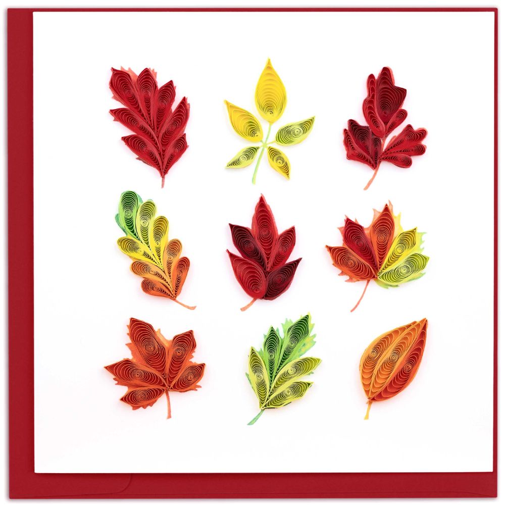 Fall Foliage Leaves Quilled Greeting Card