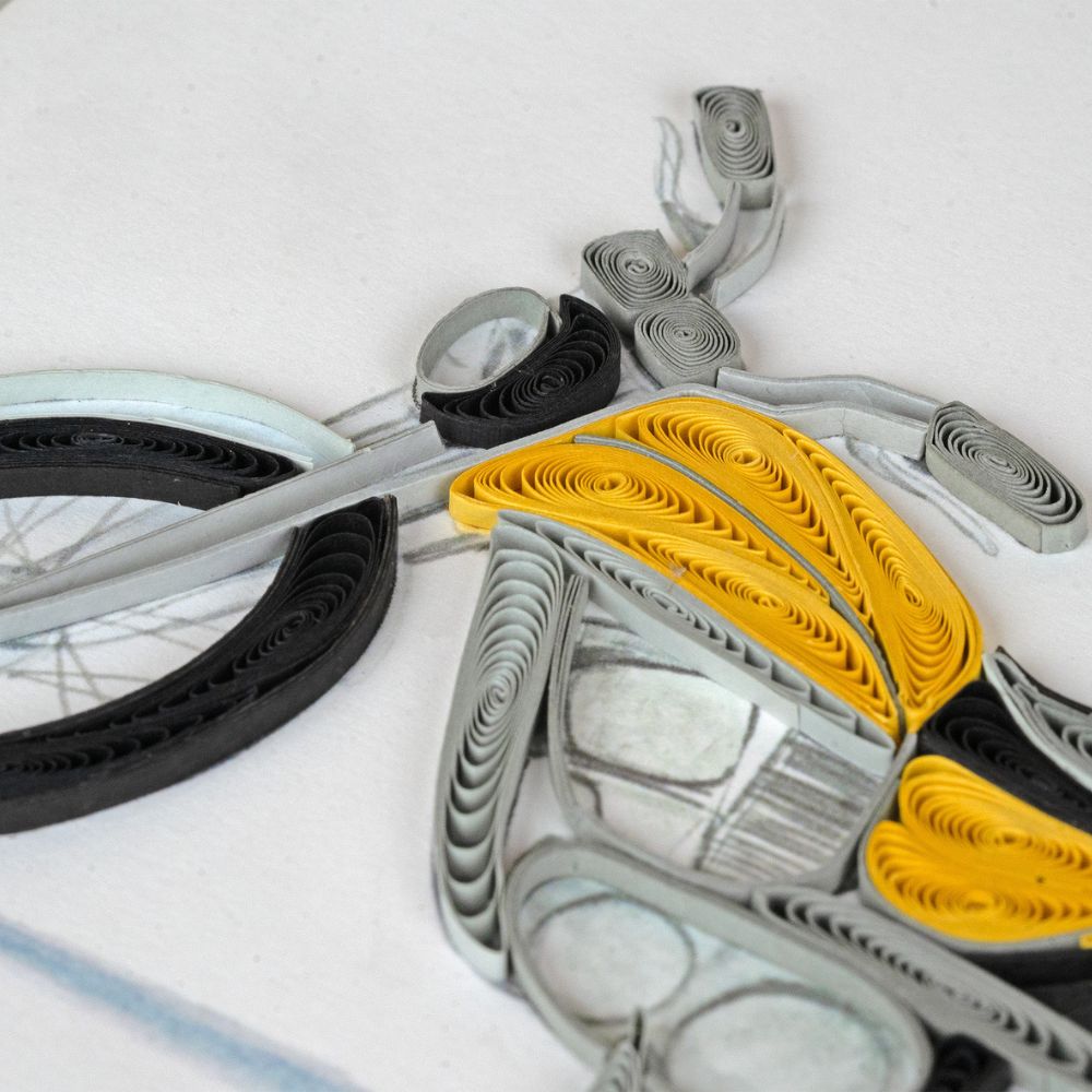 Classic Motorcycle Quilled Greeting Card