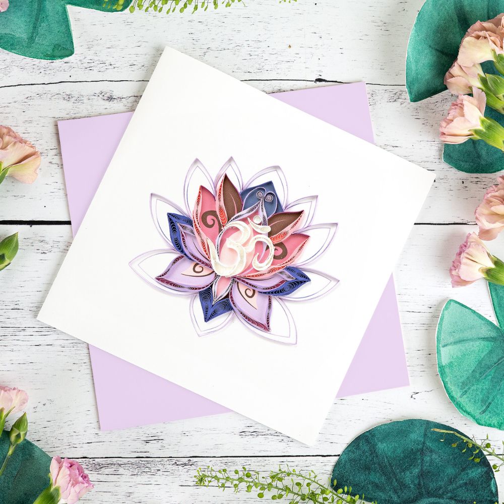 Ohm Lotus Quilled Greeting Card