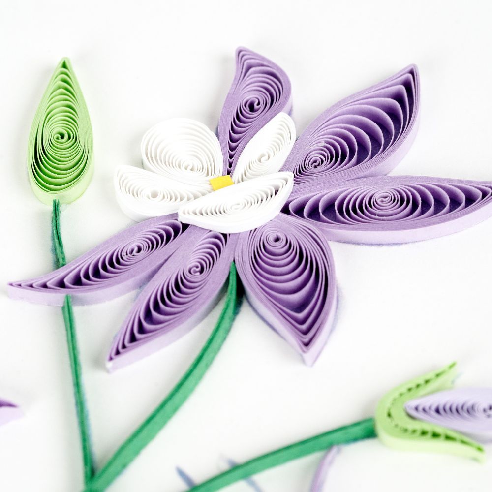 Columbine Flowers Quilled Greeting Card