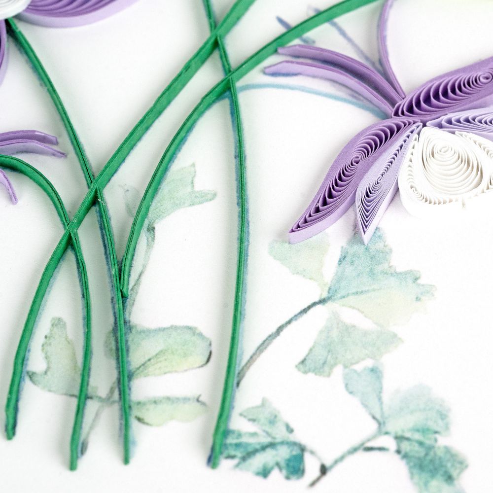 Columbine Flowers Quilled Greeting Card