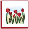 Field of Red Tulips Quilled Greeting Card