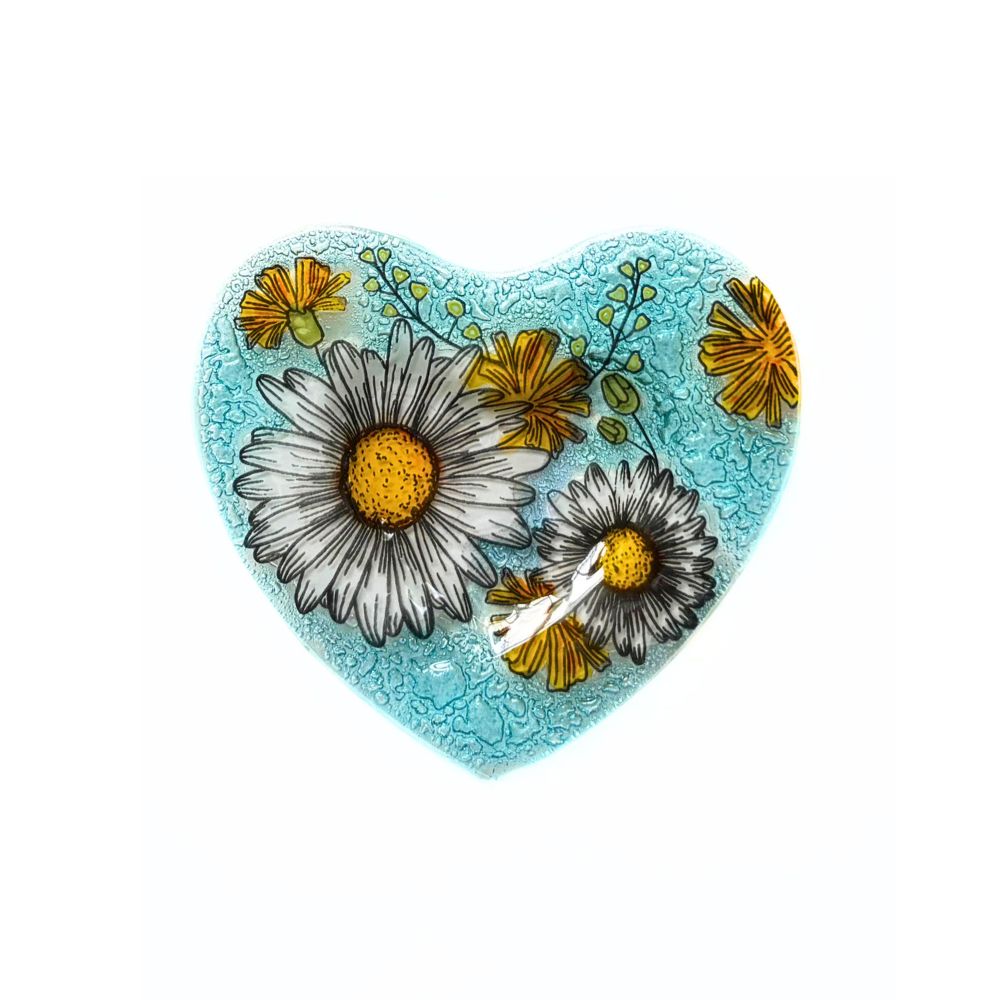 Birth Month Flower Heart Glass Ring Dish
