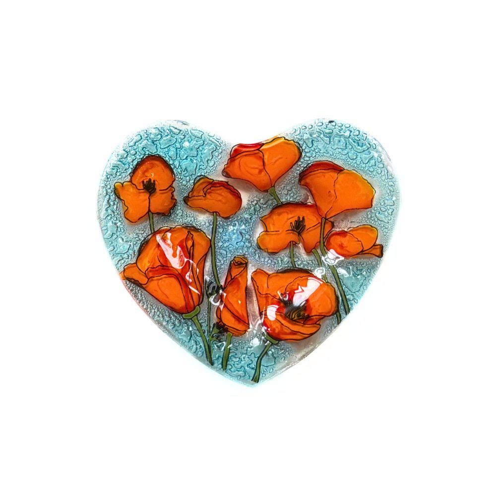 Birth Month Flower Heart Glass Ring Dish
