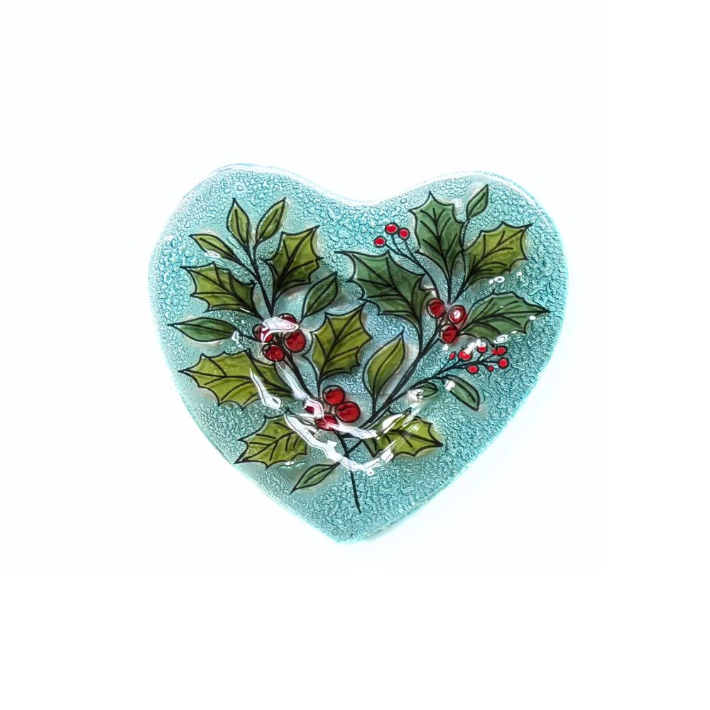 Birth Month Flower Heart Glass Ring Dish