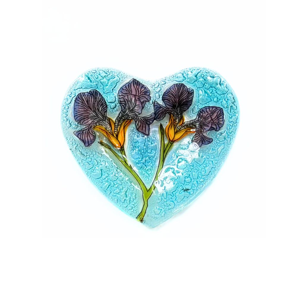 Birth Month Flower Heart Glass Ring Dish