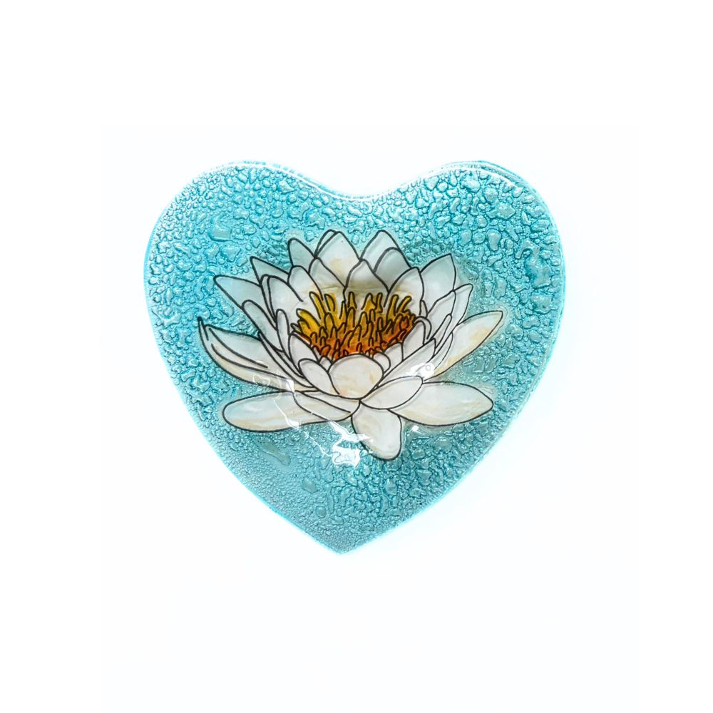 Birth Month Flower Heart Glass Ring Dish