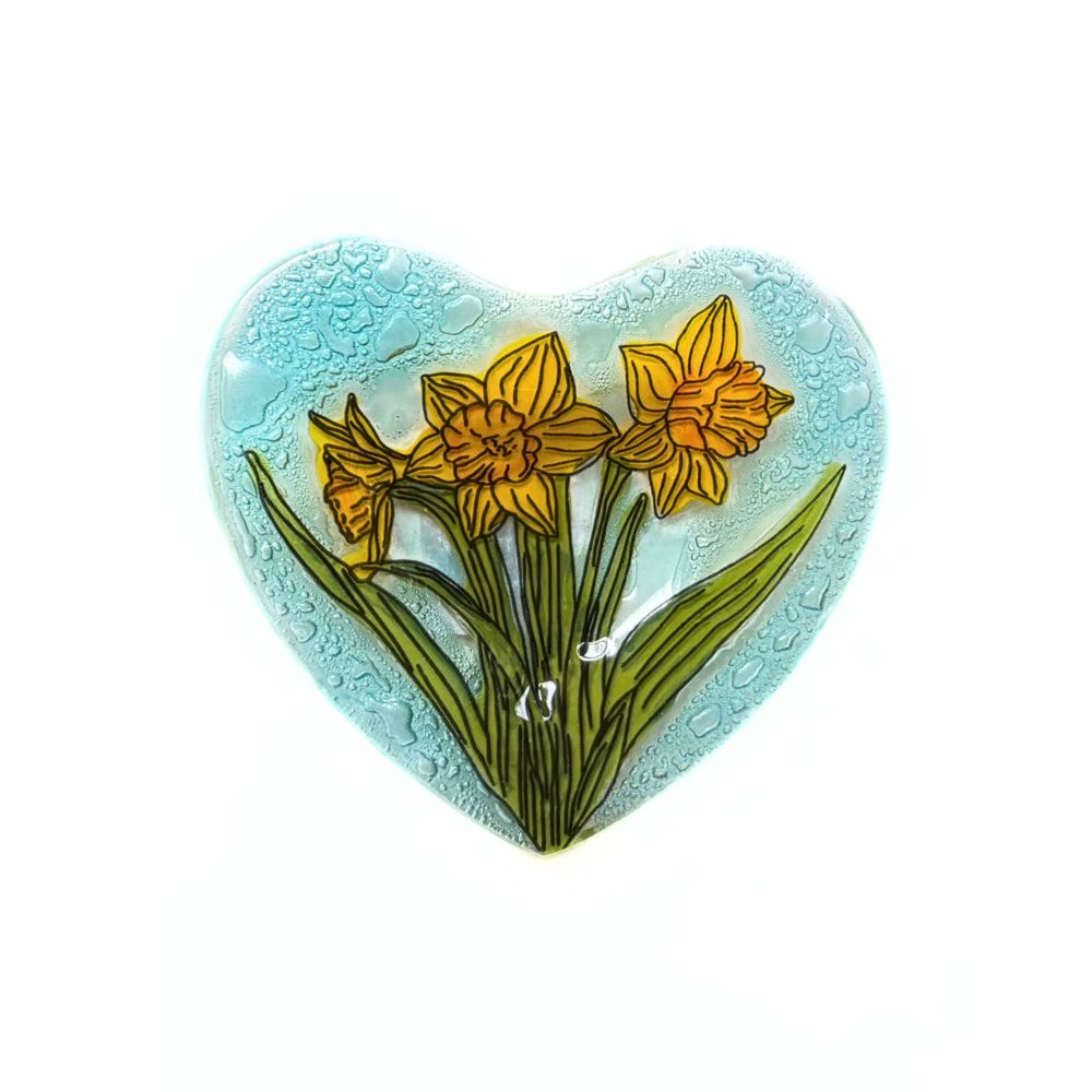 Birth Month Flower Heart Glass Ring Dish