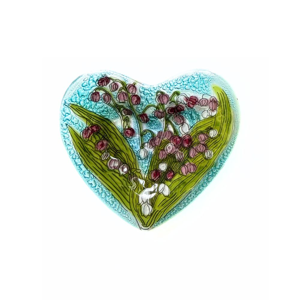 Birth Month Flower Heart Glass Ring Dish