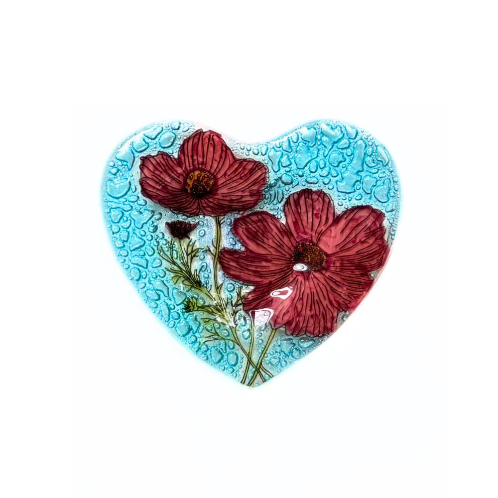 Birth Month Flower Heart Glass Ring Dish