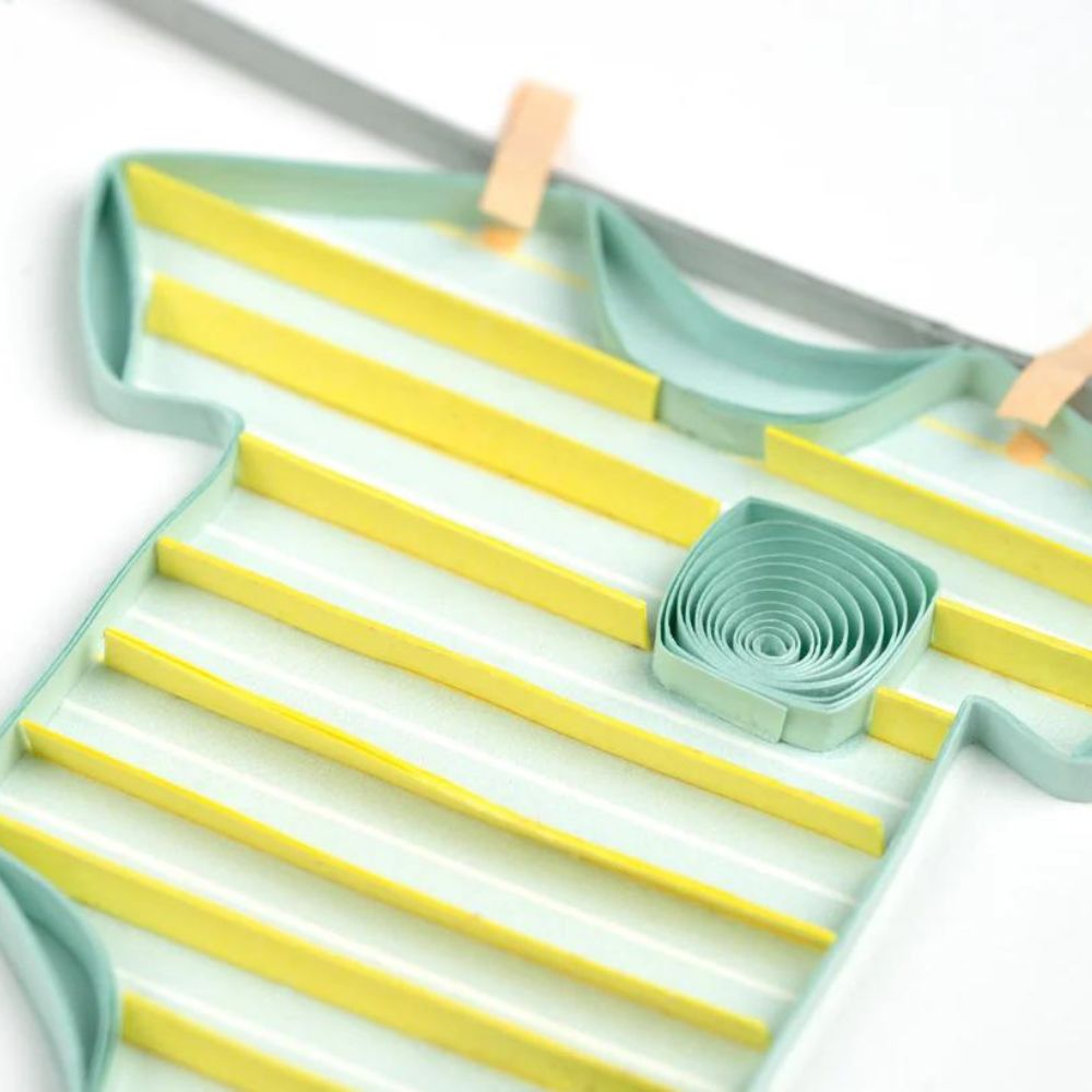 Baby Clothesline Quilled Greeting Card