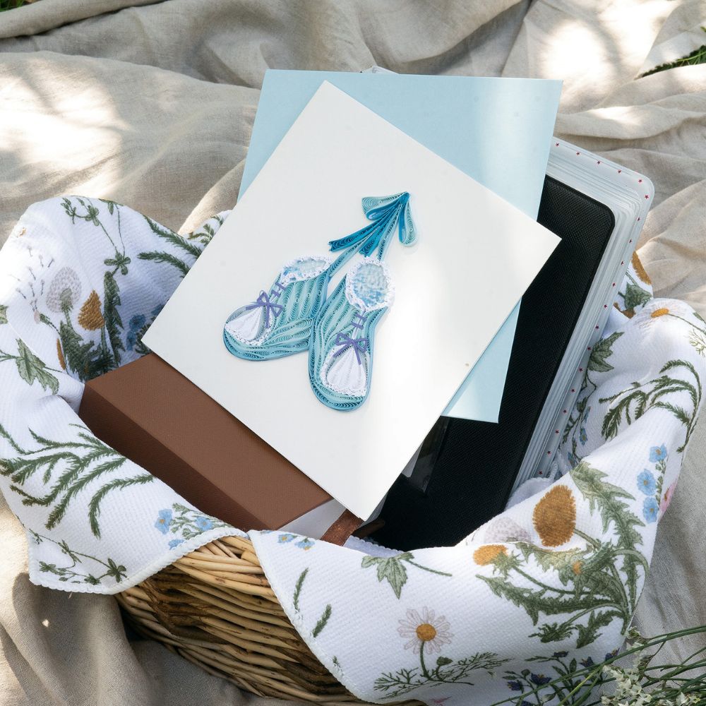 Knitted Baby Booties Quilled Greeting Card