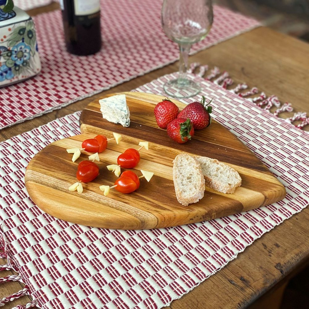 Teak Wood Heart Shaped Serving Board